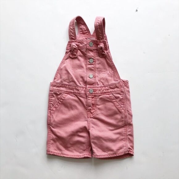 Babygap pink denim shorts overalls EUC 12-18 month - Picture 1 of 4